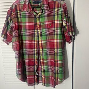 Ralph Lauren Red and Green Plaid Men's Shirt